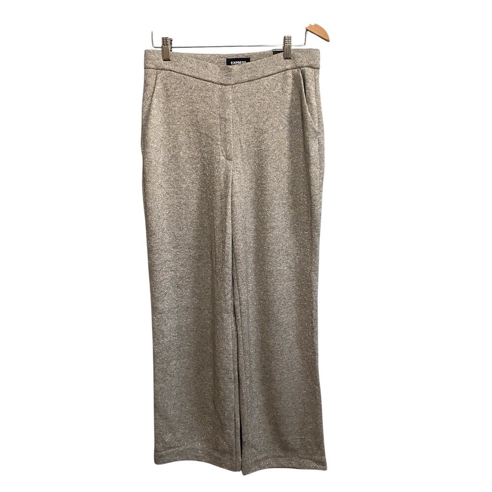 Express Trouser Super High Rise Gray Metallic Pants Medium NWT Casual Loungewear